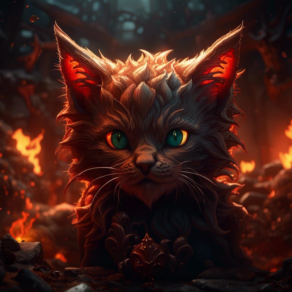 Kitten Lost in Hell: Dark Fantasy Concept Art