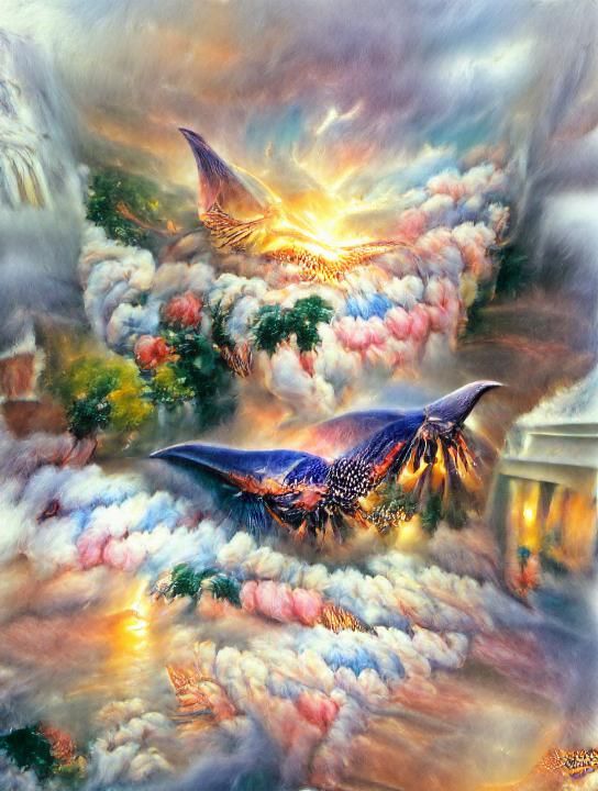 Phoenix Soaring Above Volcanic Eruption