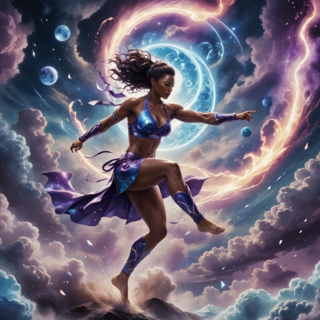 Ethereal Cosmic Warrior Goddess Empowers the Balance
