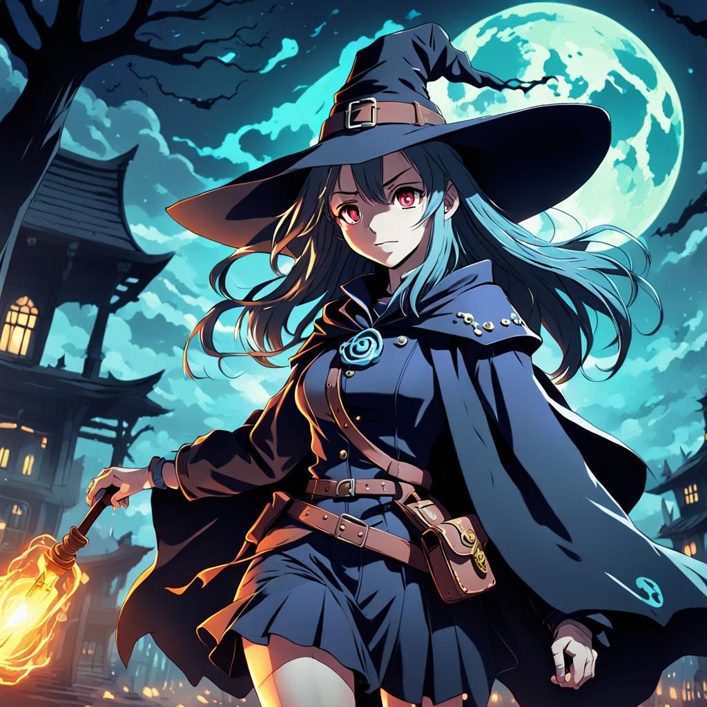 Anime Witch Ghost Hunter in Studio Trigger Style