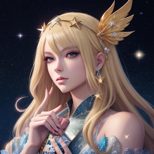 Blonde Tarot Reader with Phoenix Headband in Anime Style