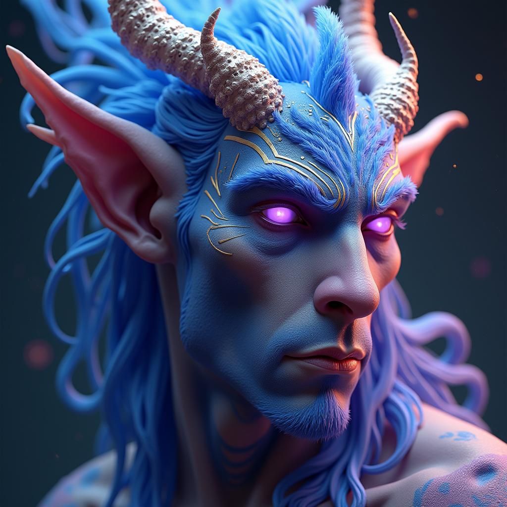 Majestic Male Face with Mystical Aura