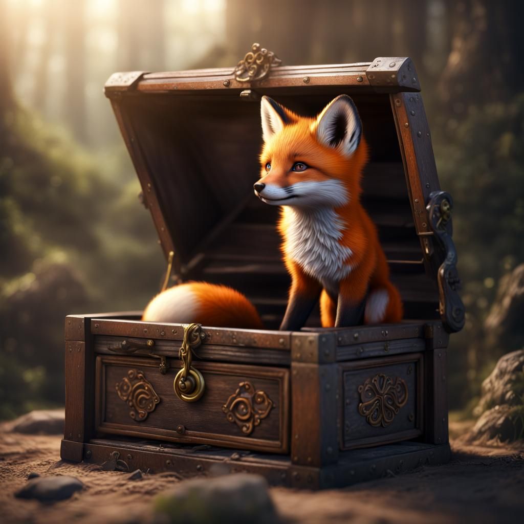 Fox Cub in Open Chest: Fantasy Concept Art