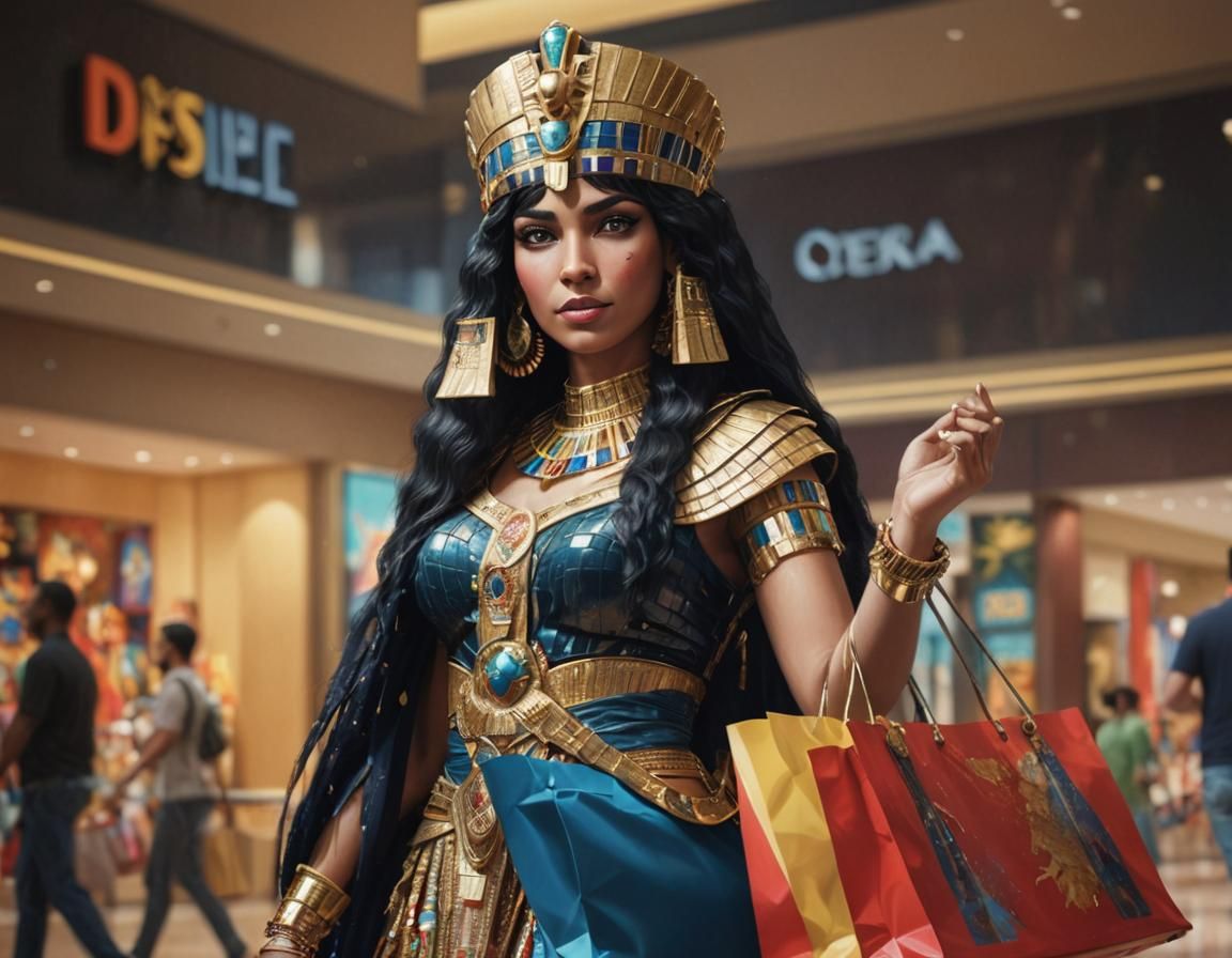 Cleopatra's Modern Shopping Spree: Hyperrealistic Concept Ar...