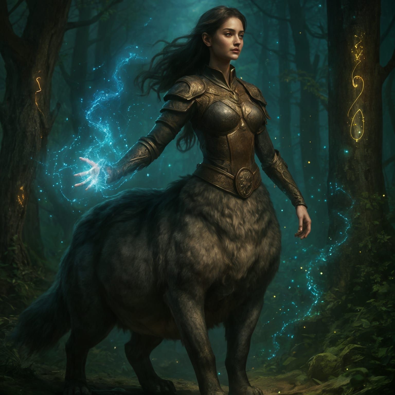 Mystical Centaur in Enchanted Forest Digital Painting