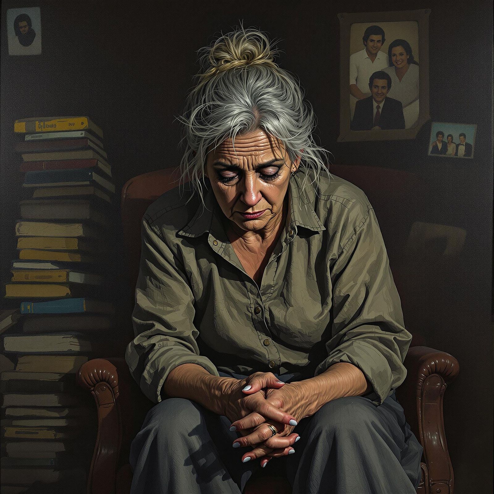 Melancholic Older Lady in Expressionist Style