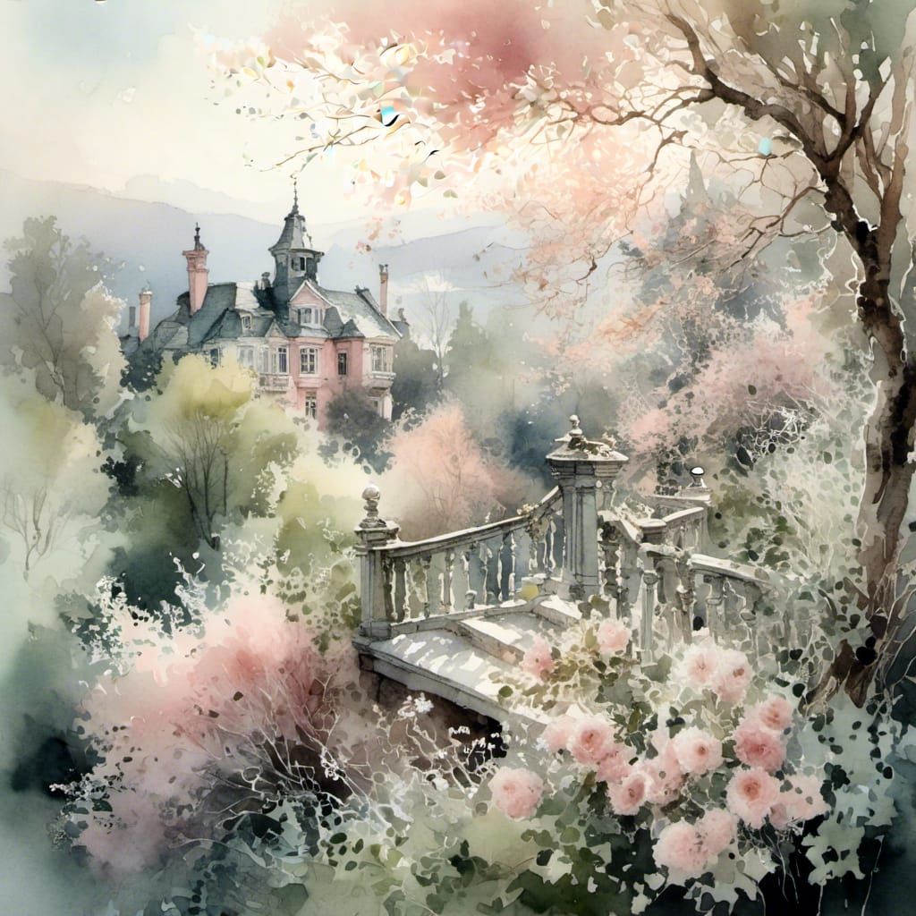 Victorian Valentine Card with Pink and White Blossoms