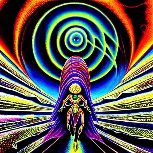 Alien Queen on Mountain: Hyperdetailed Psychedelic 3D Art
