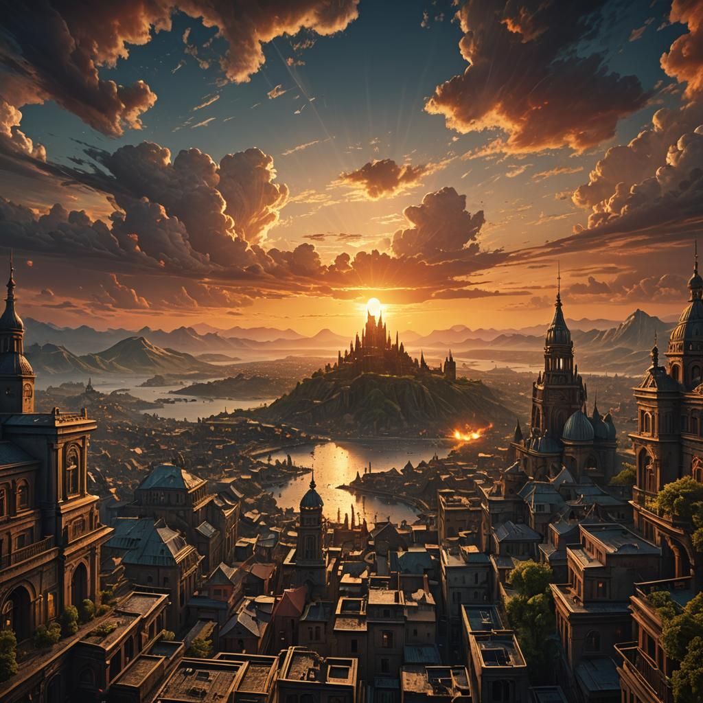 Epic Sunset: A Digital Matte Painting