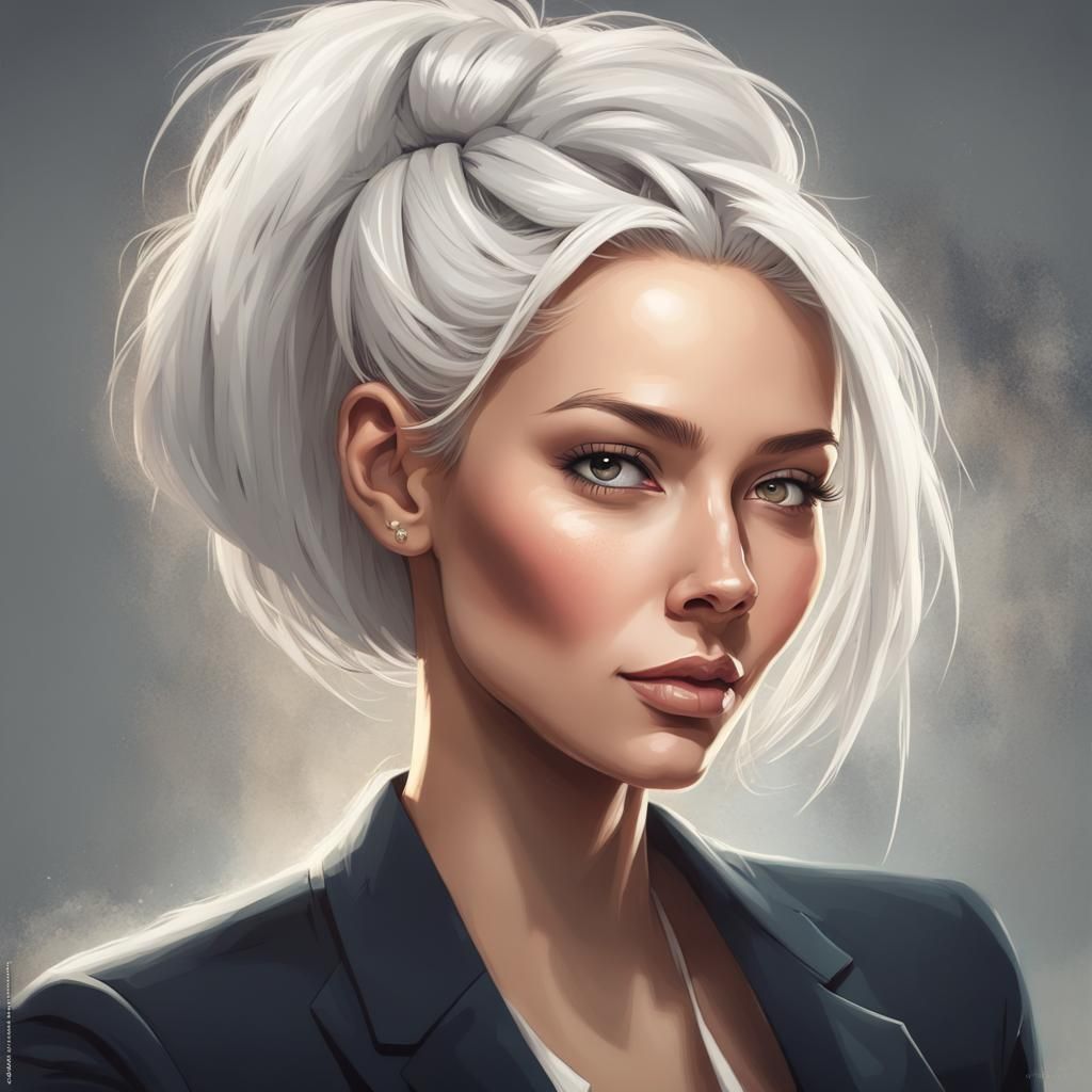 Confident Woman in Business Suit: Hyperrealistic Portrait