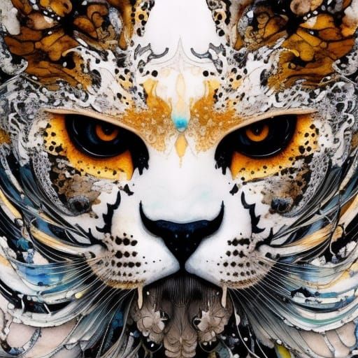 Terrifying Ghost Tiger in Liquid Watercolor Style