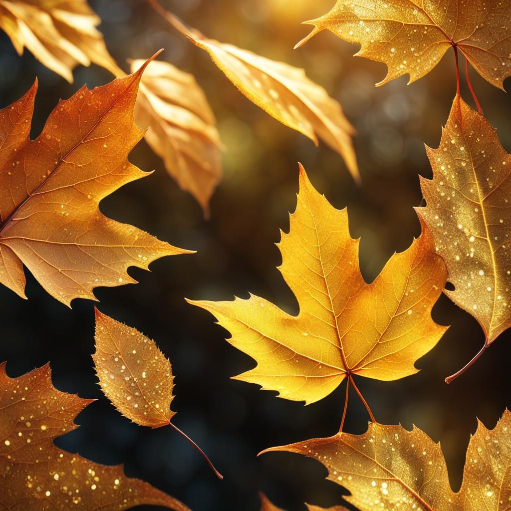 Luminous Autumn Leaf Double Exposure Illustration