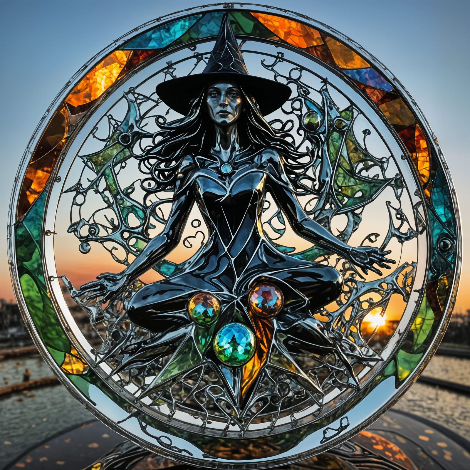 Astronaut Near Black Hole in Cosmic Galaxy