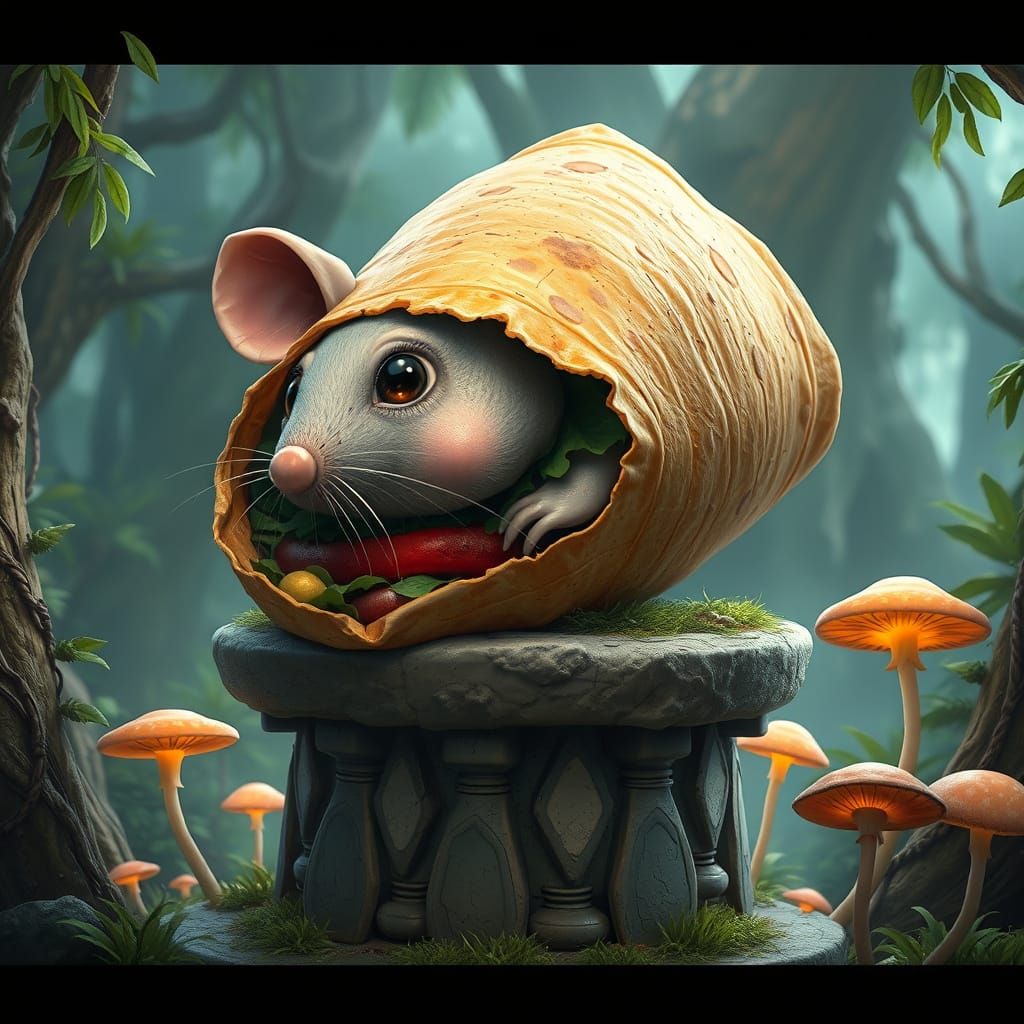 Surreal Burrito in Ancient Latin American Fantasy Realm