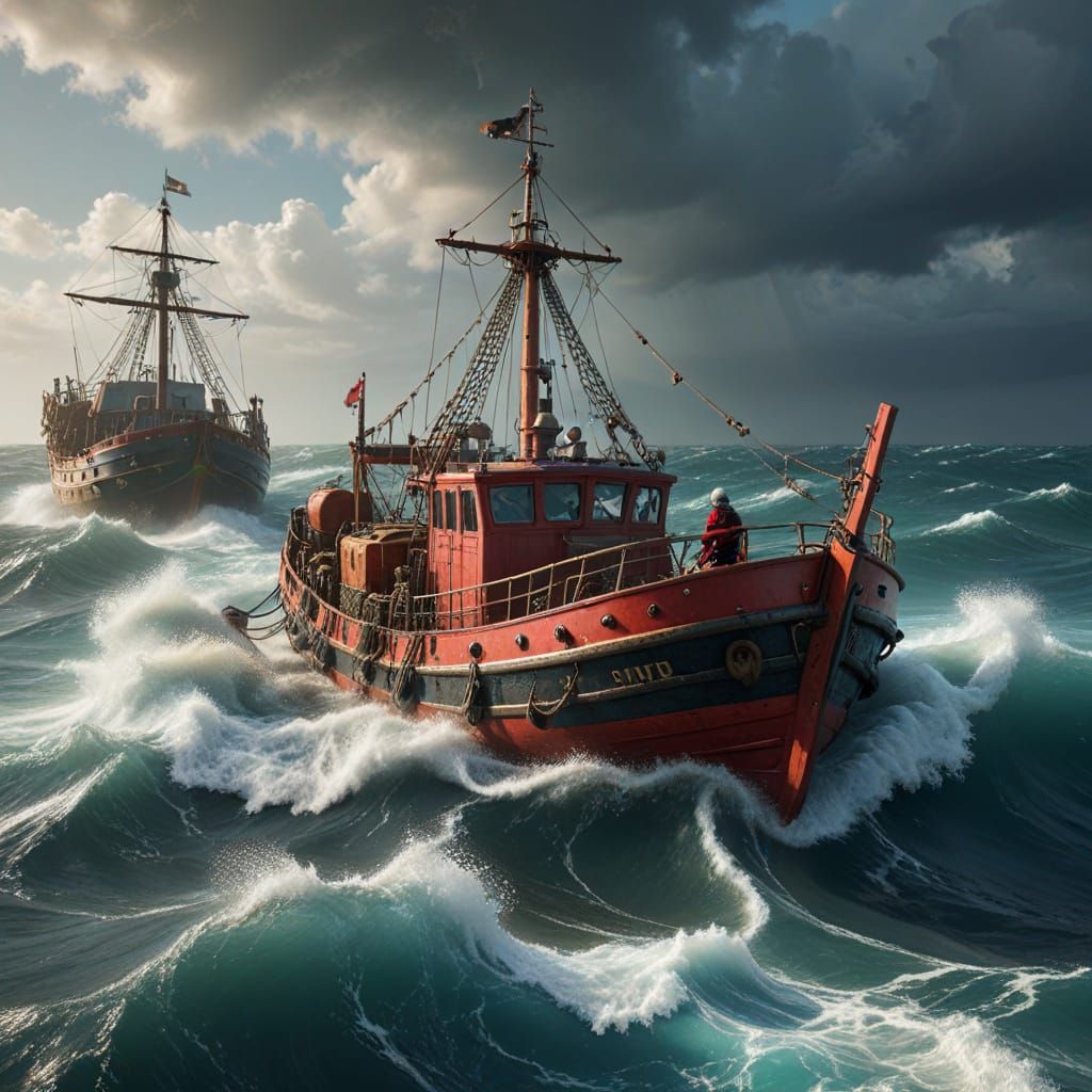 Pirates Hand Over Waterproof Containers to Smugglers in Turb...