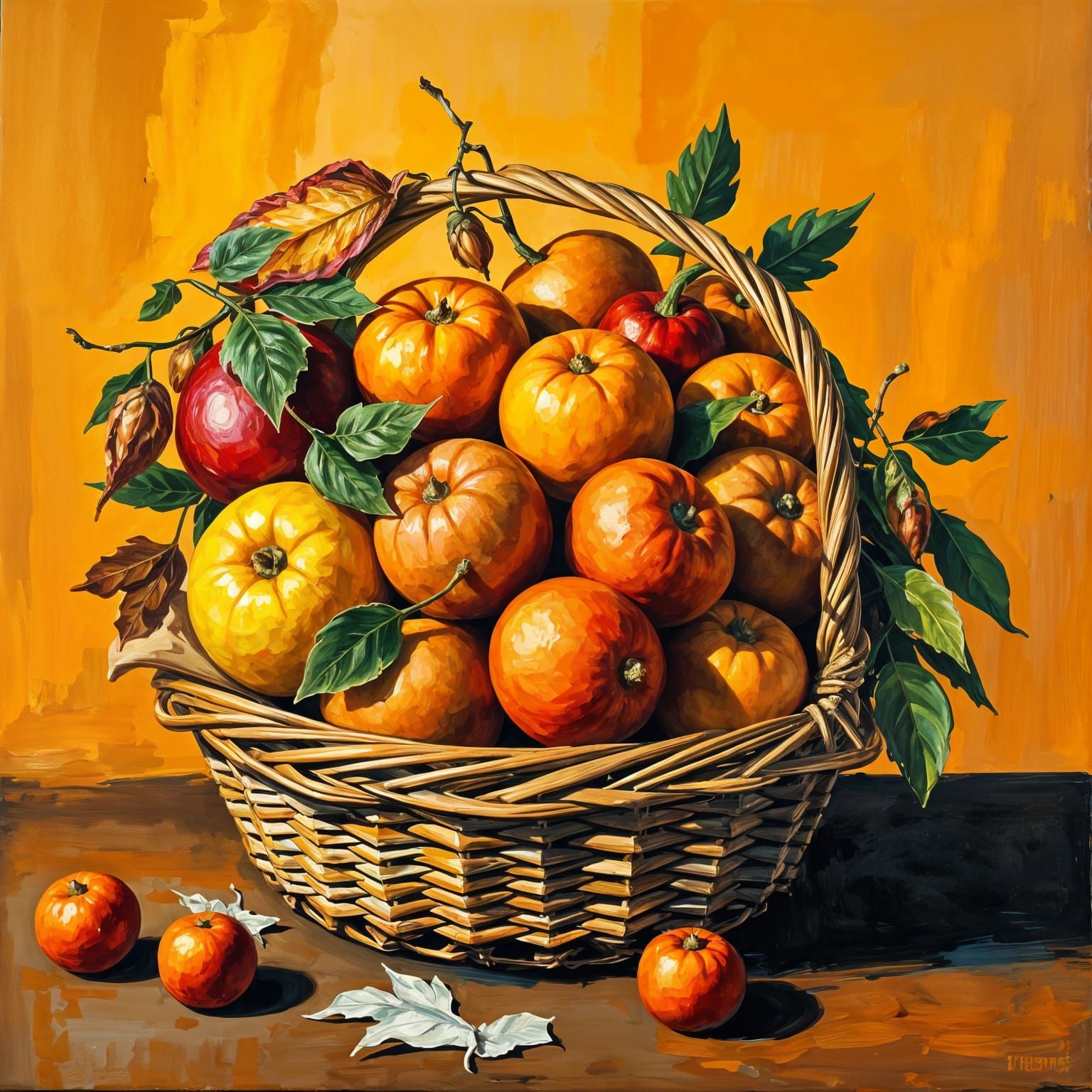 Vibrant Wicker Basket Filled with Oranges