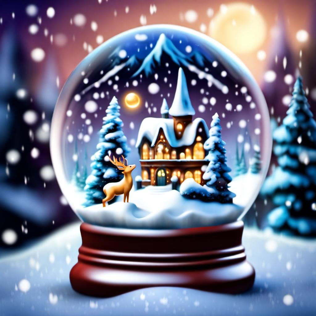 Magical Fantasy World Encapsulated in Snowy Globe