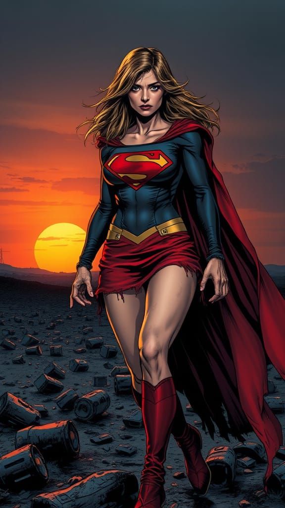 Dark Apocalypse Supergirl in Frank Miller Style