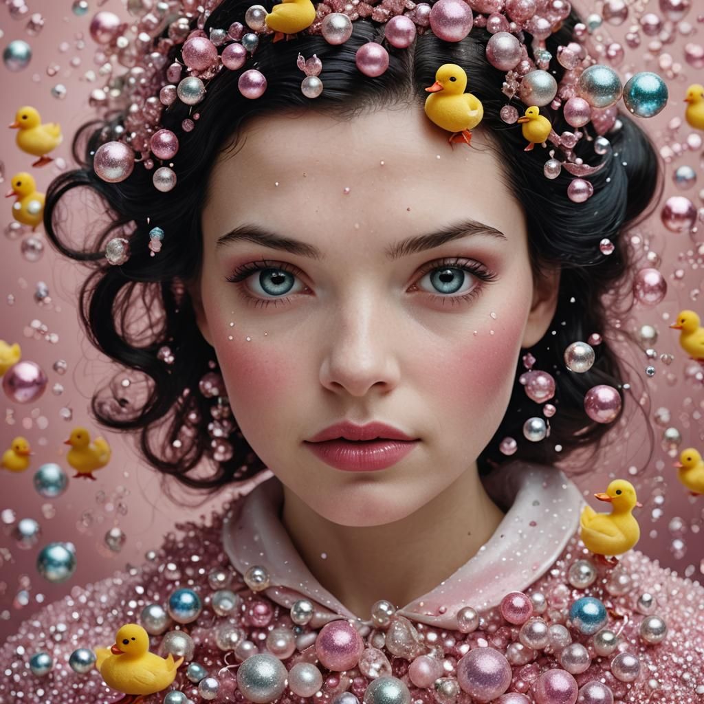 Snow White Space Mermaid Portrait with Ducks