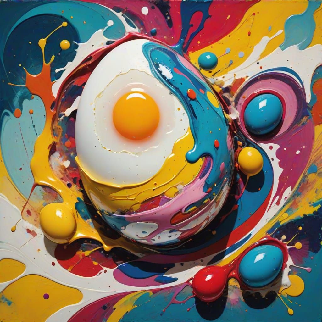 Expressionist Masterpiece: Vibrant Swirling Paint Egg
