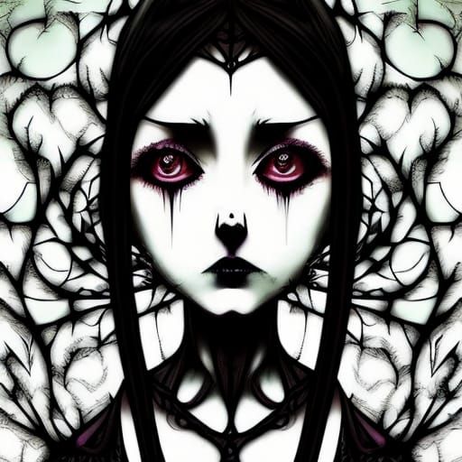 Cartoonish Gothic Portrait of a Beautiful Woman