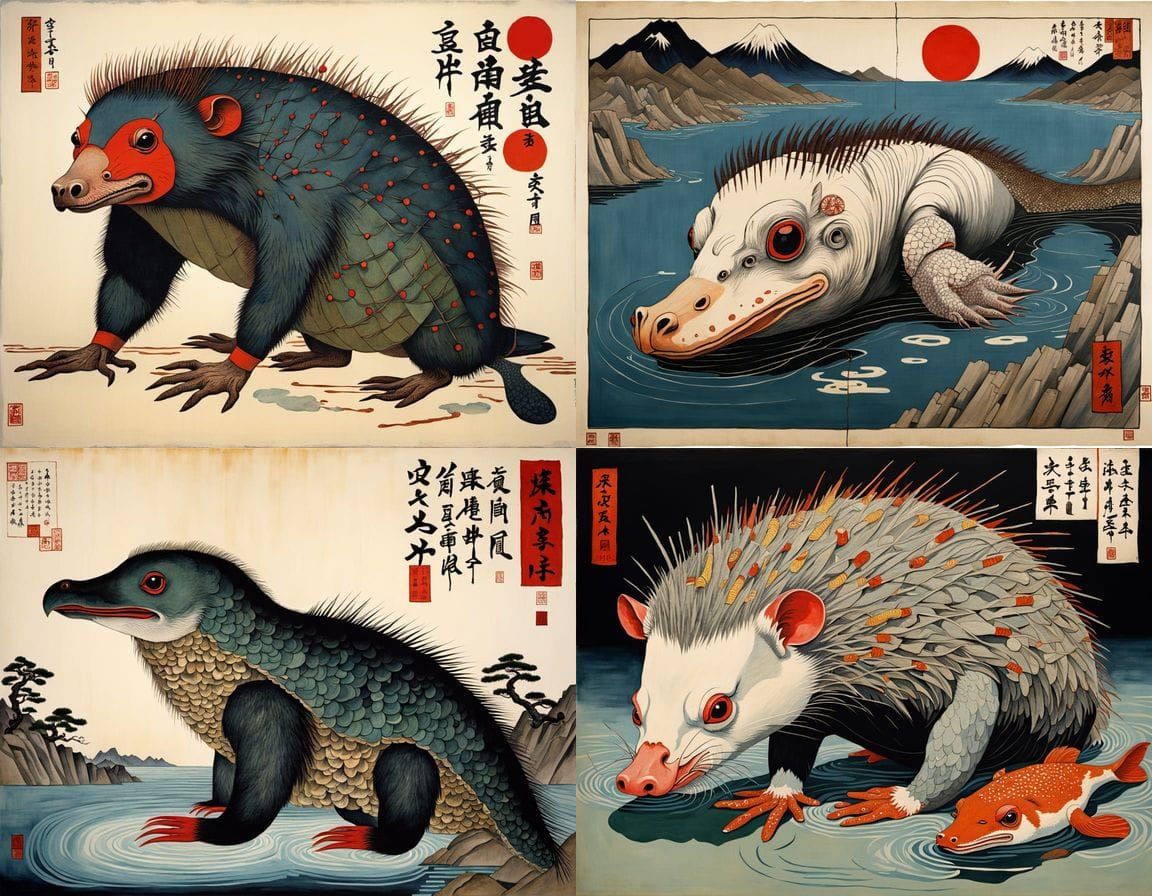 Surreal Hybrid Creature in Egon Schiele Style