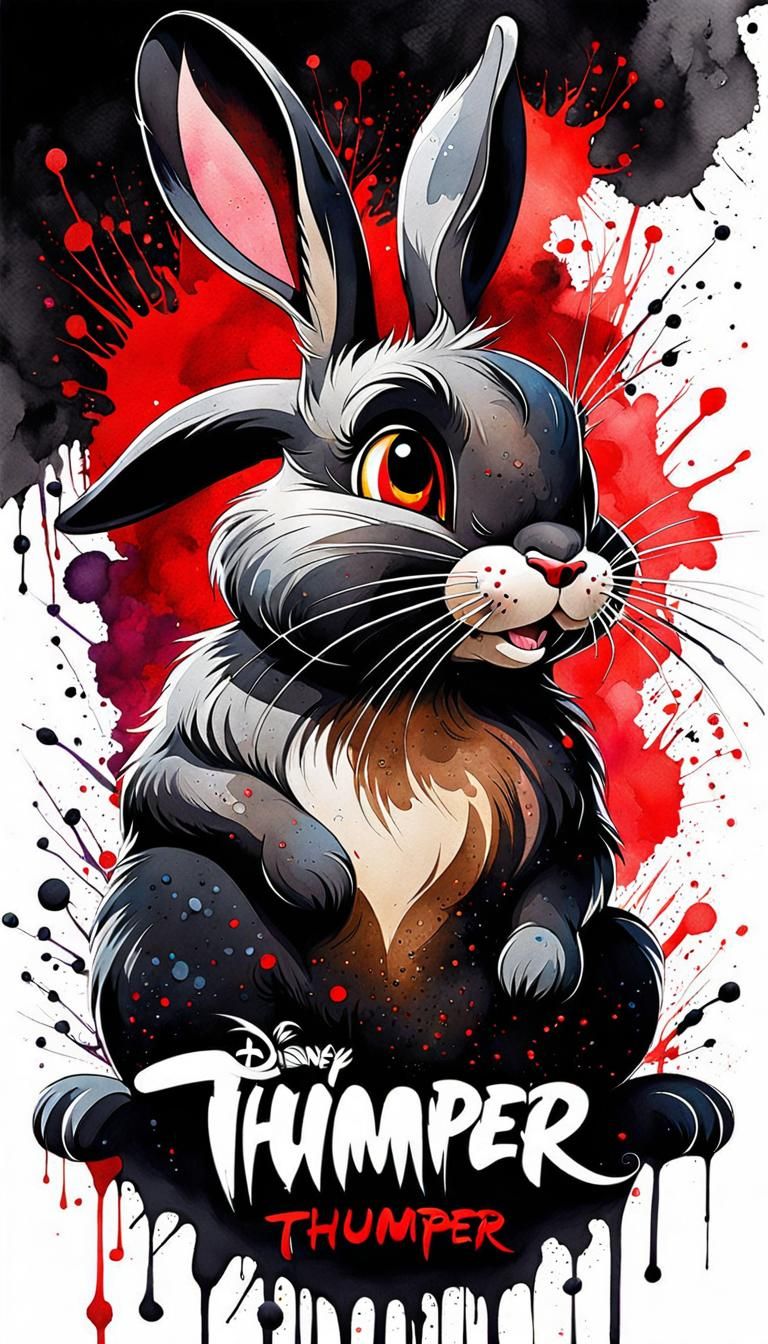 Thumper in Dark Fantasy Watercolor Style