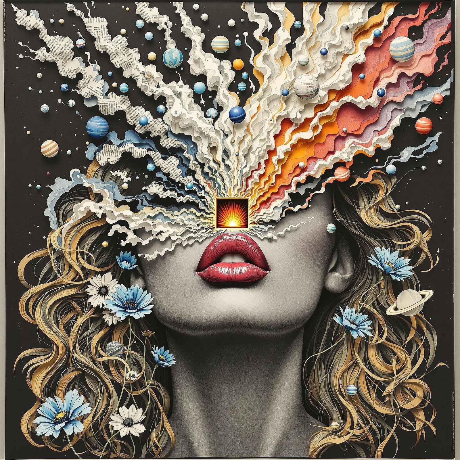 Psychedelic Paper Craft Explosion from Tongue