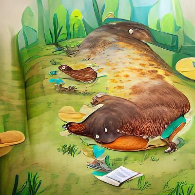 Large Platypus Storybook Illustration
