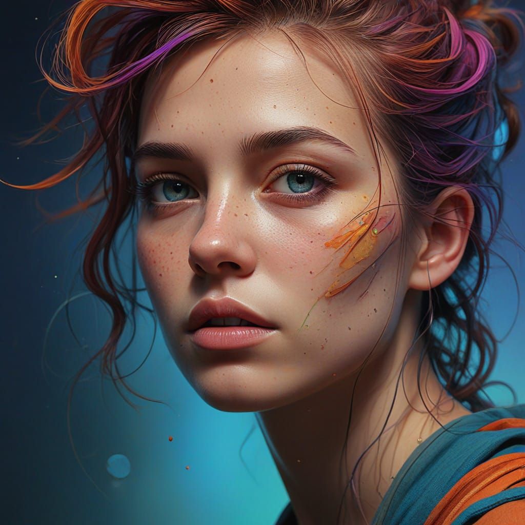 Vibrant Hyperrealistic Portrait in Kaleidoscopic Colors