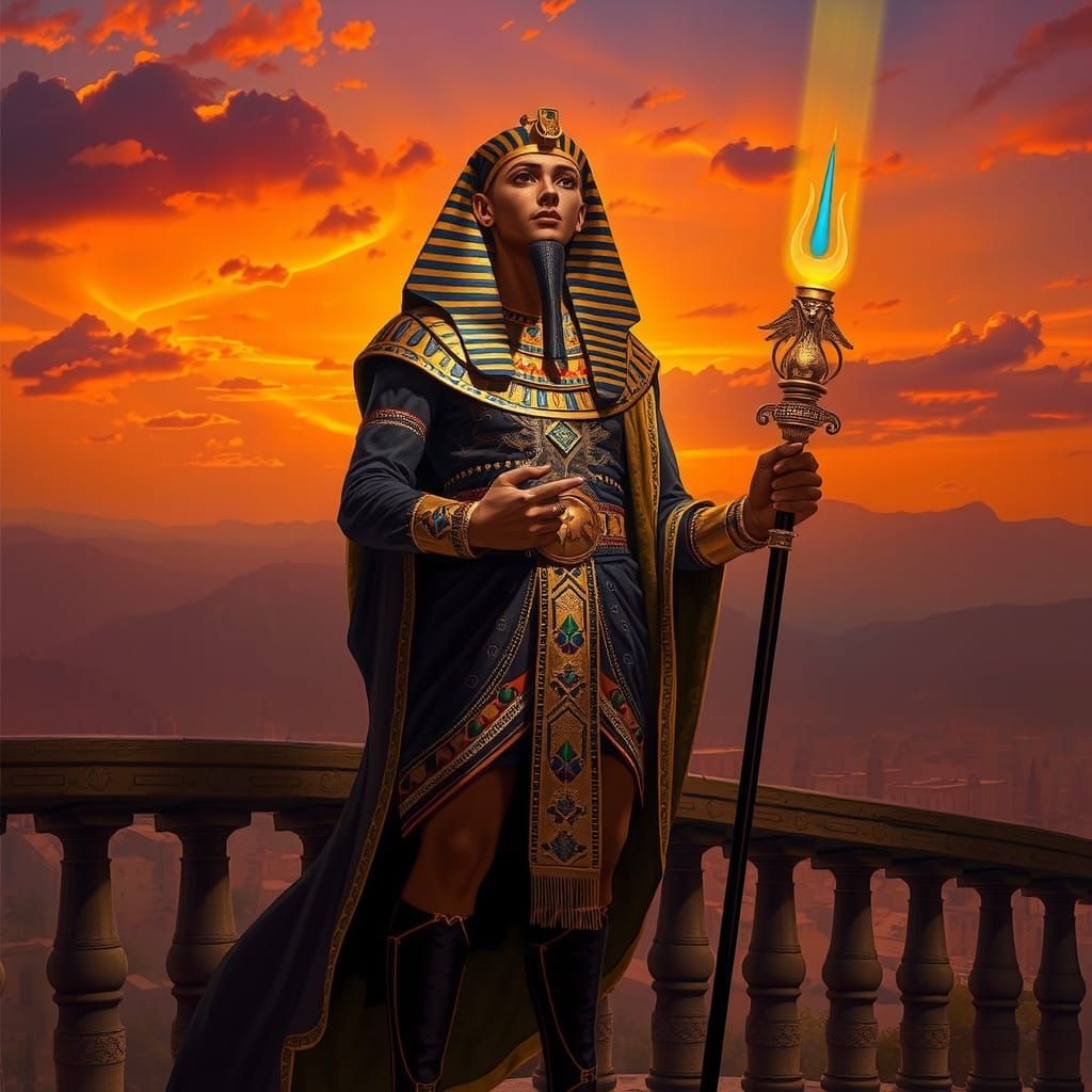 Majestic Pharaoh in Ornate Orientalist Style