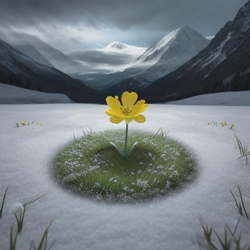 Melting Snow Reveals Spring Flower