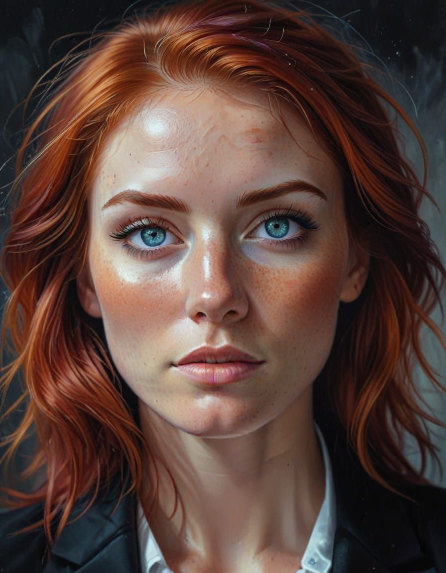 Vibrant Redhead in Elegant Acrylic Masterpiece