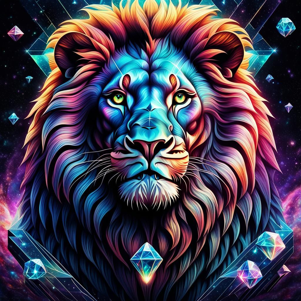 Diamond Lion: Holographic Cosmic Illustration
