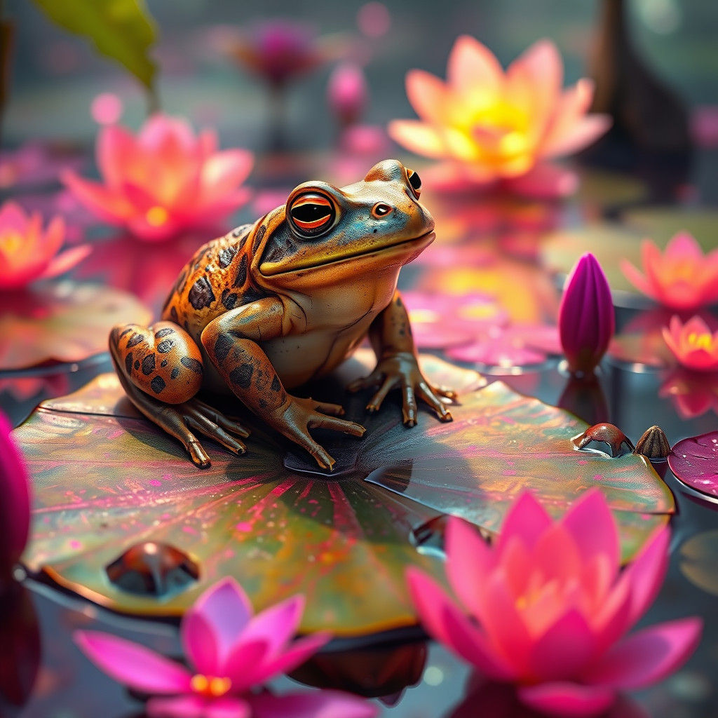 Dreamlike Swamp Toad in Biomechanical Sci-Fi Art