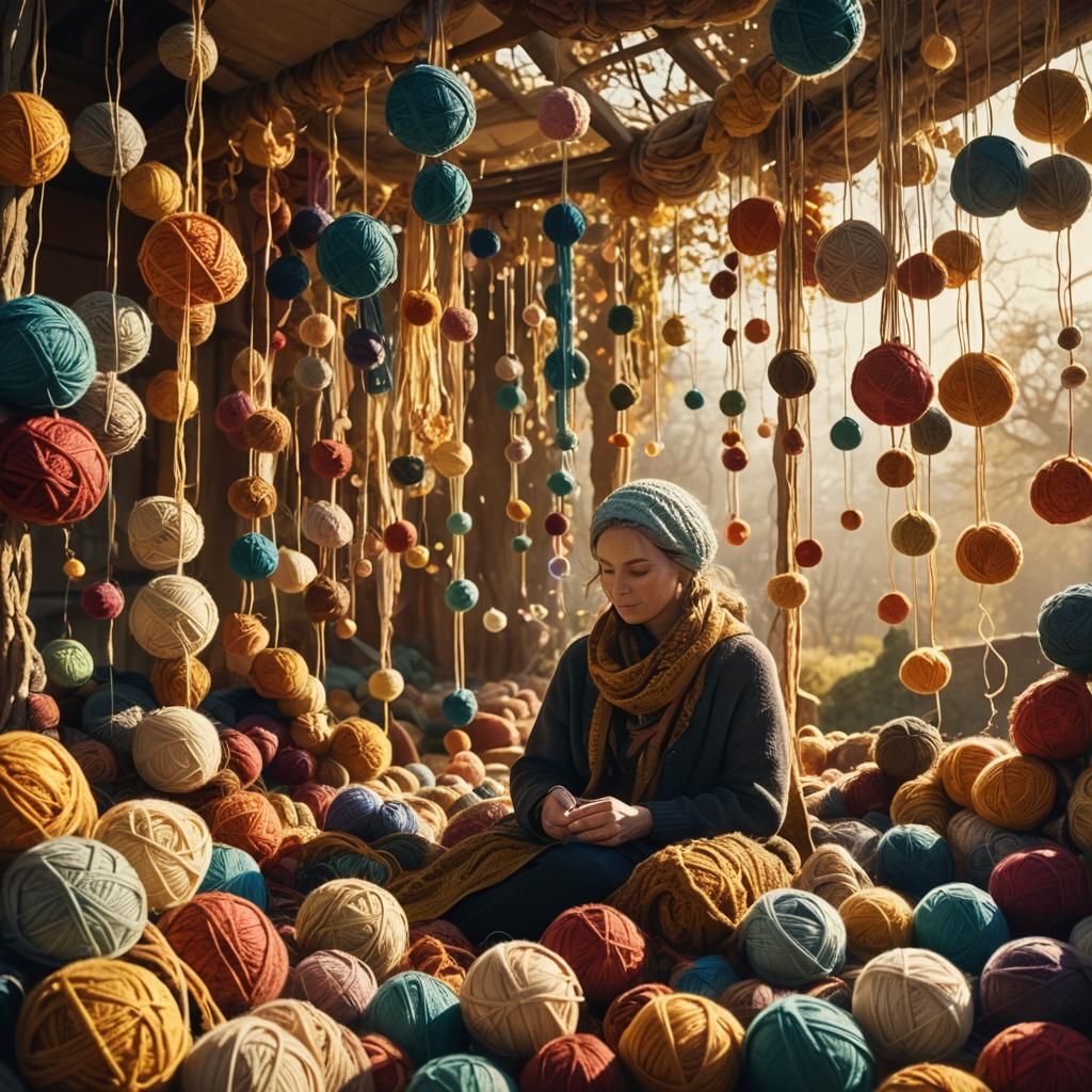 Knitting Fantasy Landscape in Cinematic Style