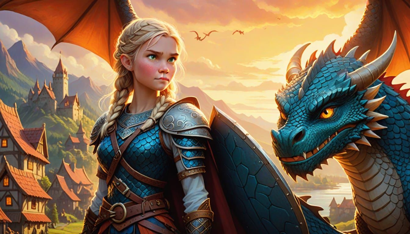 Astrid and Dragon: Viking Art in Disney Style