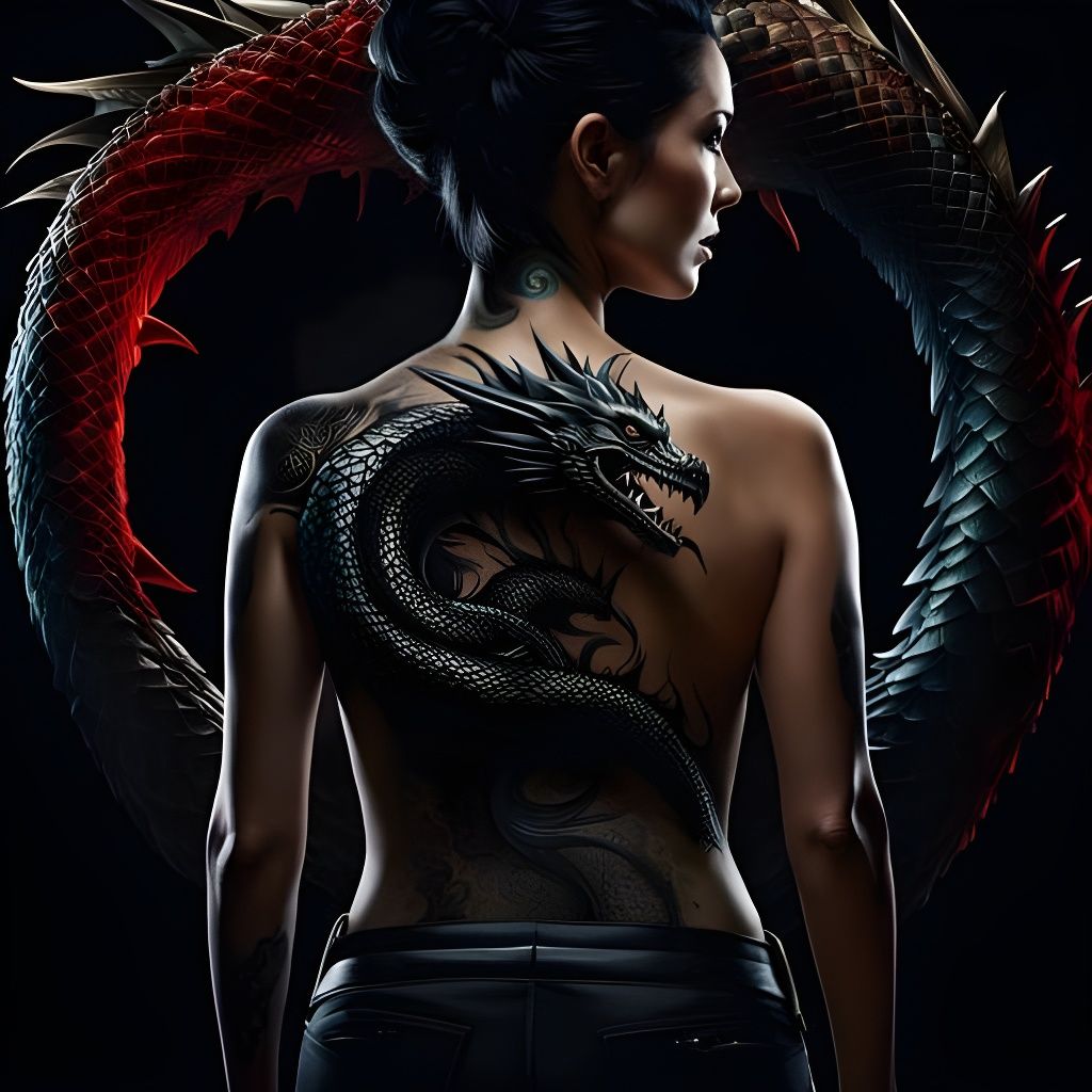 Dragon Tattoo Woman: Cinematic Dark Photography