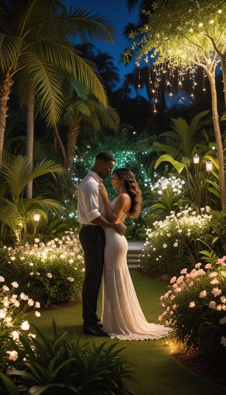 Romantic Summer Night: A Couple's Enchanting Garden