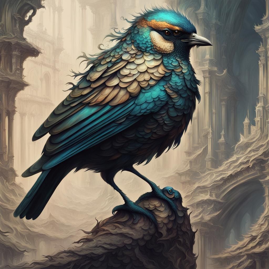 Fractal Bird in Dystopian Liminal Art