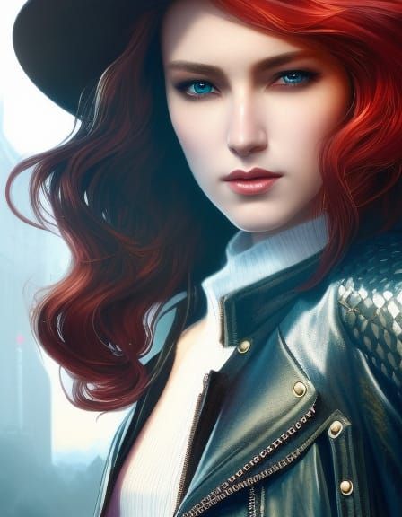 Red-Haired Girl Portrait in Dynamic Lighting
