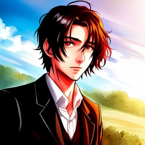 Anime Style Male Character with Red Eyes