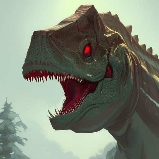 Hyperdetailed Christmas Dinosaur Portrait in Concept Art Sty...