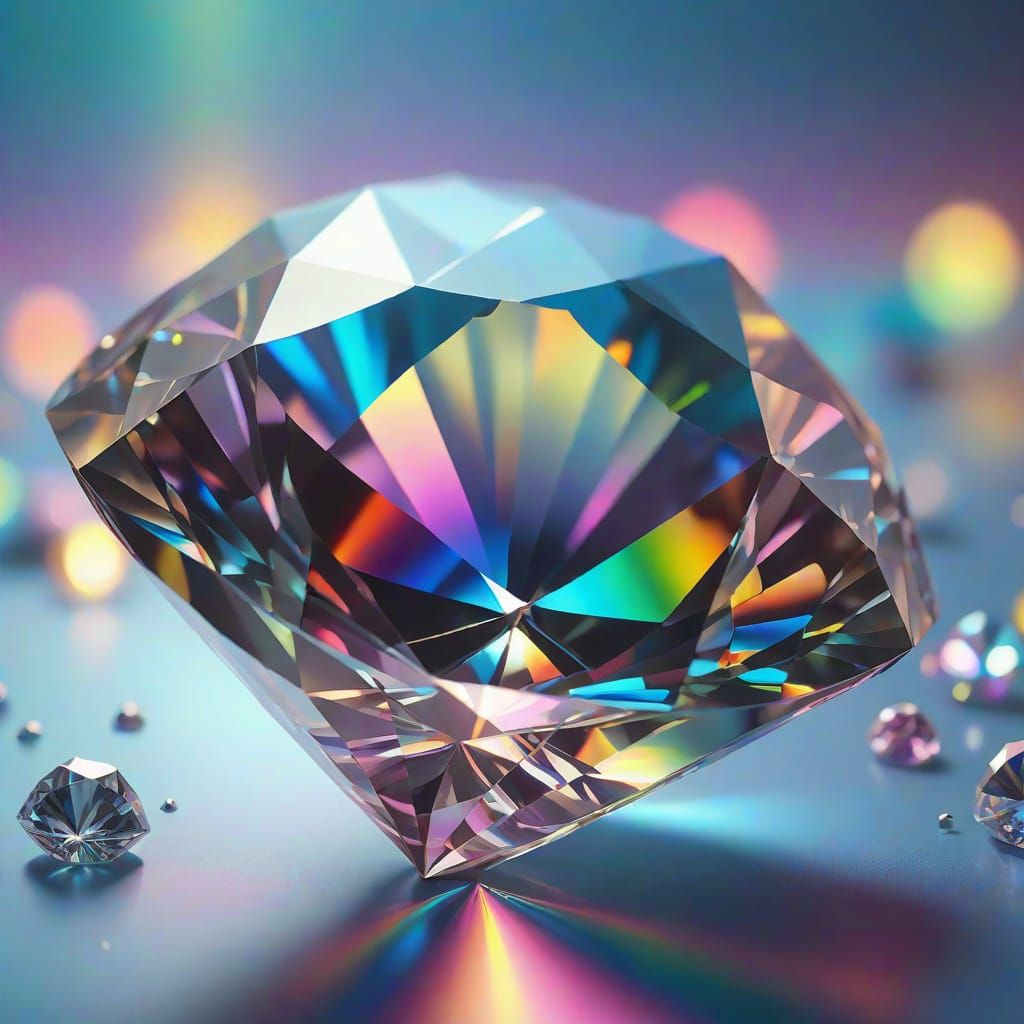 Diamond Refracts Light: A Surrealist Oil Painting