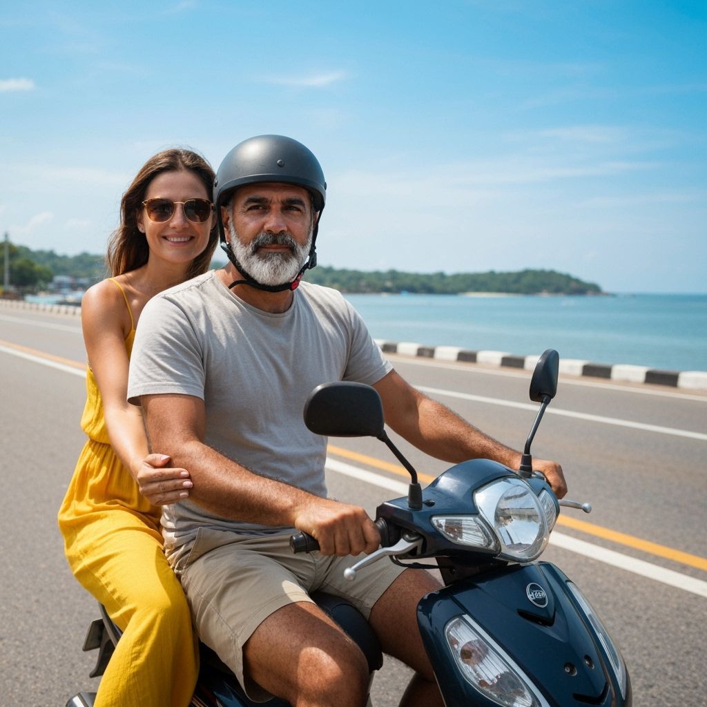 Cartoon Scooter Ride in Pattaya, Ghibli Style