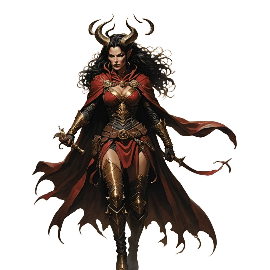 Tiefling Warrior Woman in Dungeon and Dragons Art