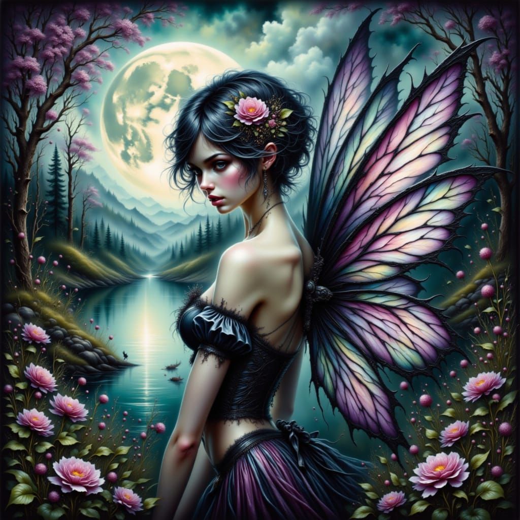 Whimsical Goth Fae Portrait