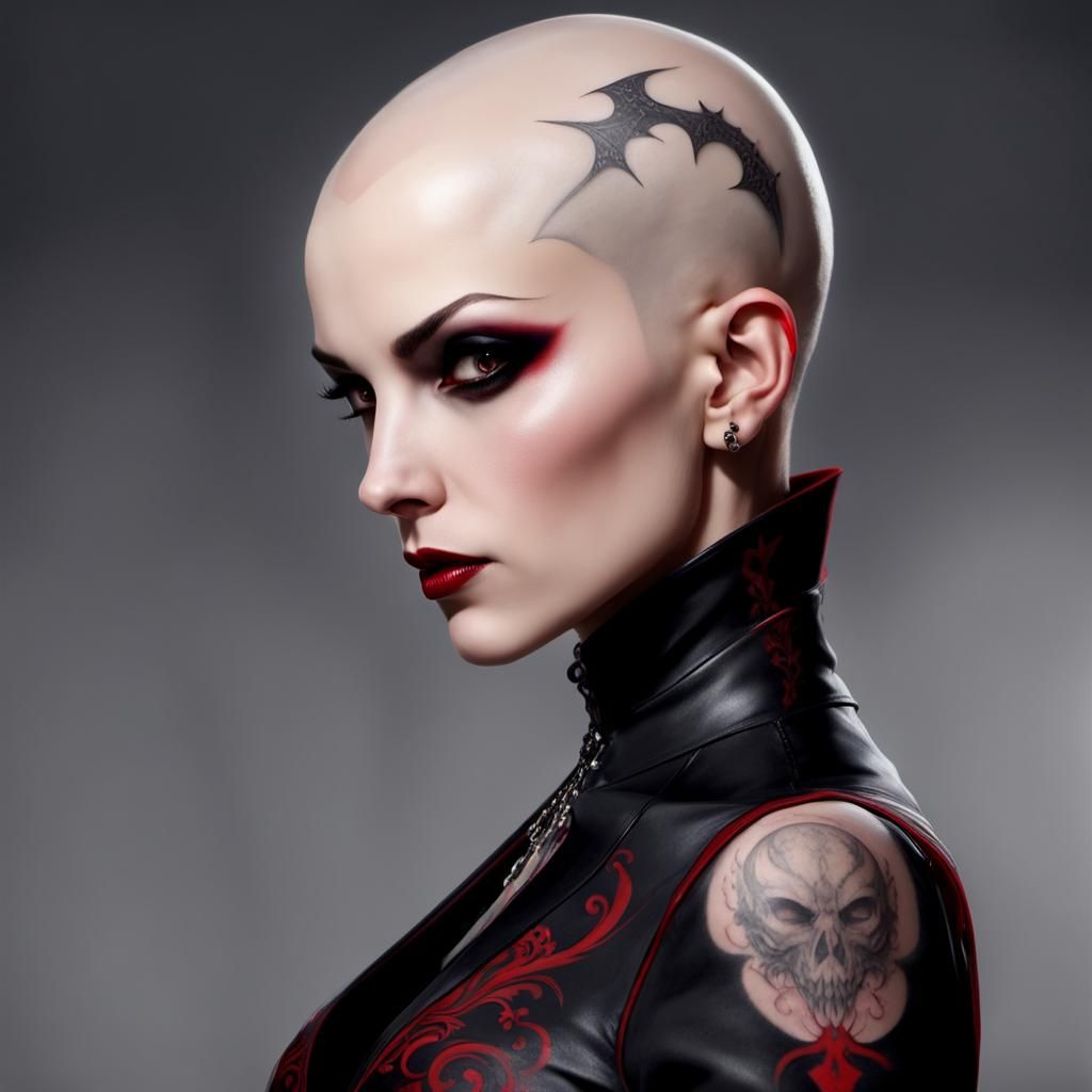 Gothic Vampire Huntress with Tattoos