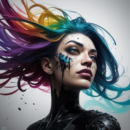 Dramatic Hyperrealistic Portrait in Vibrant Splash Art Style