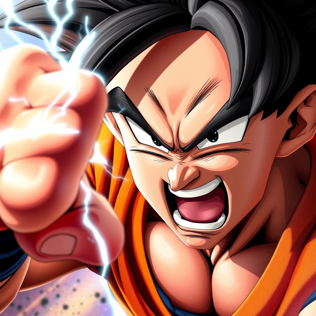 Goku's Electrifying Flying Punch: Comic Book Style